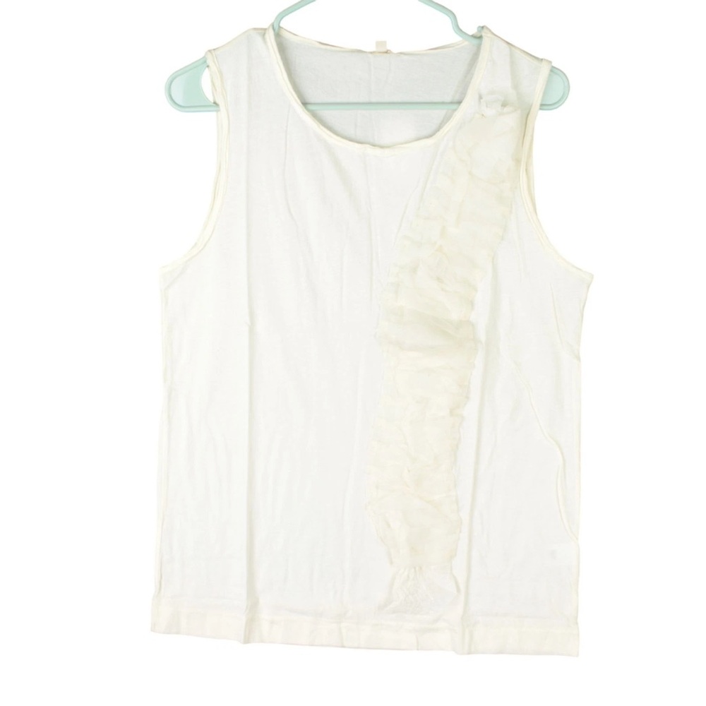 J. Crew Ivory Organza Sash Tissue Cotton Tank Top Large NWT Ruffled Breathable